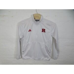Rutgers Scarlet Knights Jacket Mens XL White Adidas Football 1/2 Zip Team Issued